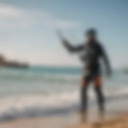 Sleek Cabrinha kitesurfing gear showcased on the beach