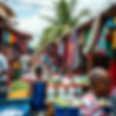 Vibrant Local Market Near Coconut Bay Colorful local market showcasing St. Lucian crafts and produce