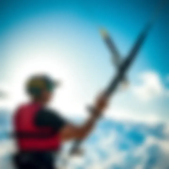 Optimizing Airush Kite Performance Kiteboarder adjusting Airush Kite for optimal performance