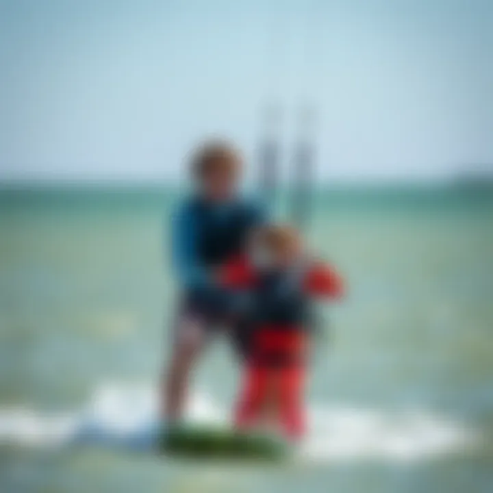 Instructor Assisting a Kitesurfing Student Instructor guiding a student during a kitesurfing lesson