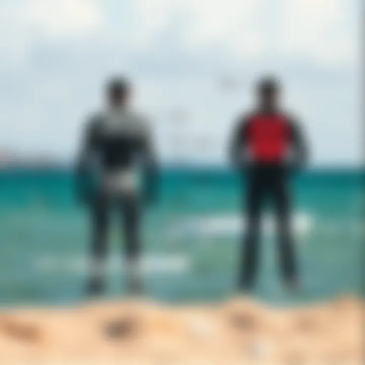 Illustration comparing dry suit and wet suit features