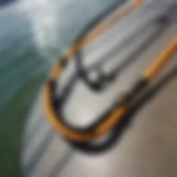 Close-up view of a sup waist leash demonstrating its design features