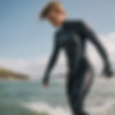 Enhanced Flexibility Features in Wetsuits Close-up of unique features in a kiteboarding wetsuit designed for enhanced flexibility.