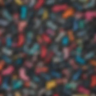 Different types of neoprene socks laid out for selection