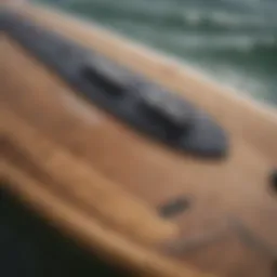 Close-up view of a Dakine kiteboard showcasing its unique design features