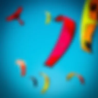 A vibrant display of various foil kites in action against a clear blue sky