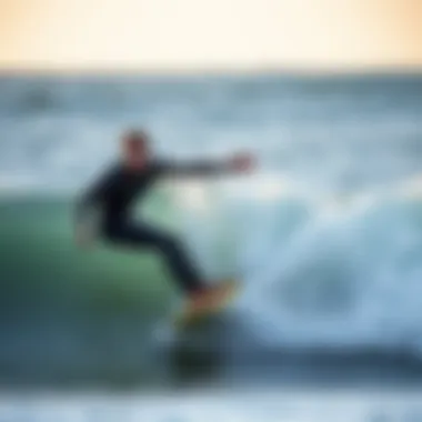 Surfer Perfecting Hydrofoil Riding Techniques Surfer mastering hydrofoil techniques on waves