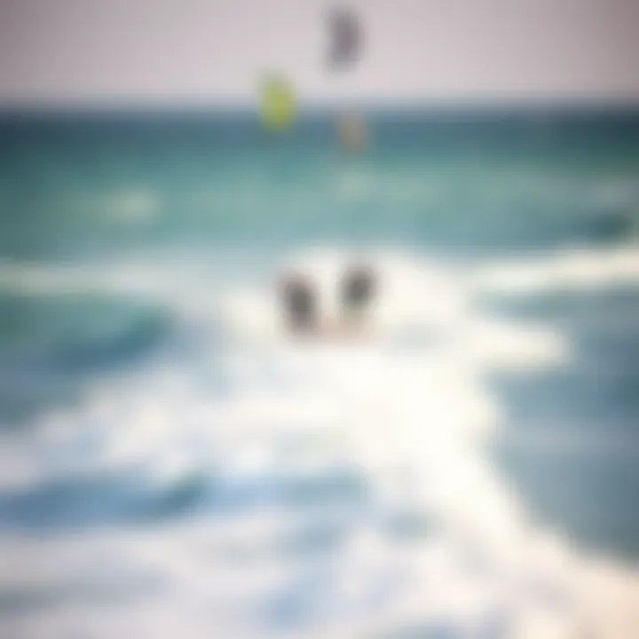 Kiteboarders Gliding Over Waves Kiteboarders gliding over the waves in Jambiani, showing off their skills