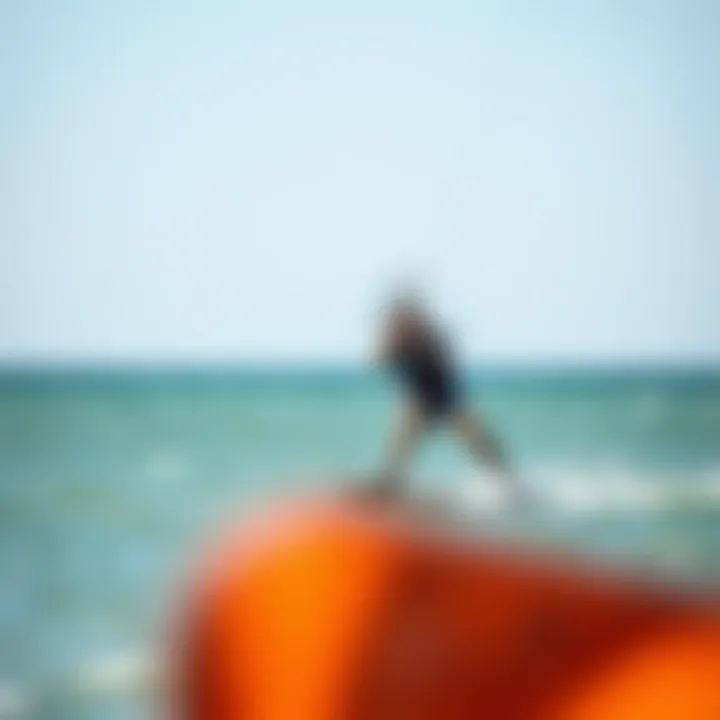 A kiteboarding enthusiast skillfully maneuvering a low wind kite on calm waters