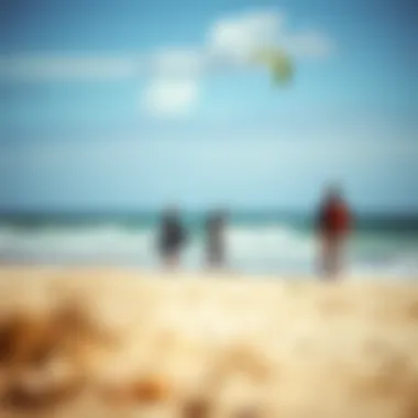 Kiteboarding Enthusiasts at the Beach A picturesque beach setting with kiteboarding enthusiasts