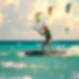 Kiteboarding action on Grace Bay Beach