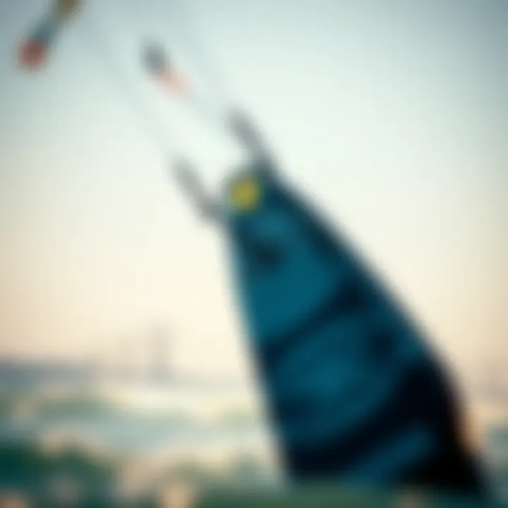 Close-up of a high-quality surf kite showcasing features