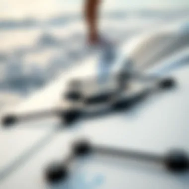 Close-up of hydrofoil surfboard design elements