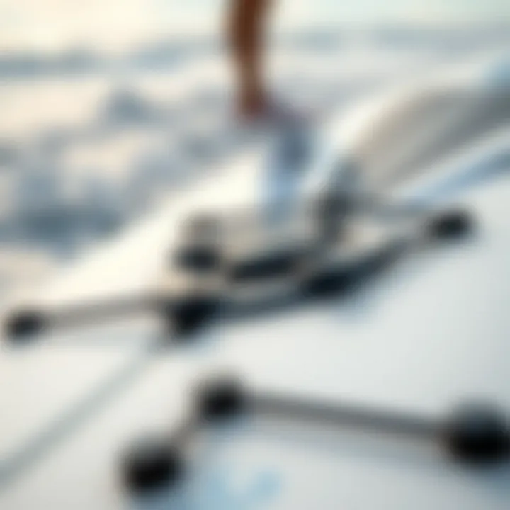 Close-up of hydrofoil surfboard design elements