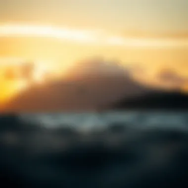 Serene Sunset Over Kiteboarding Paradise Breathtaking kiteboarding location at sunset