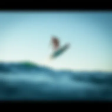 Experience of Riding a Foil Surfboard Surfer riding a foil surfboard above the water, demonstrating lift and control.