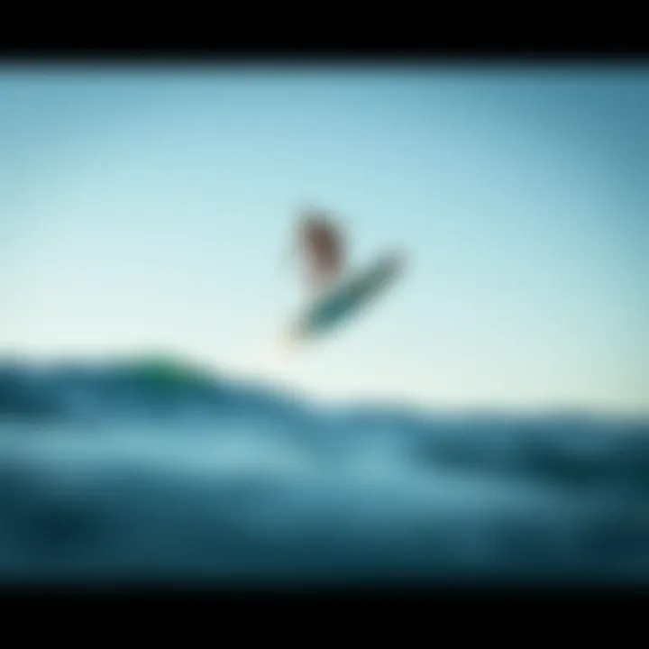 Experience of Riding a Foil Surfboard Surfer riding a foil surfboard above the water, demonstrating lift and control.