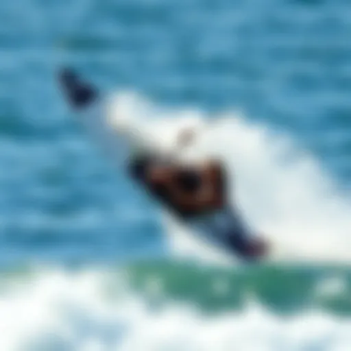 A beautifully designed wing surf board gliding over water