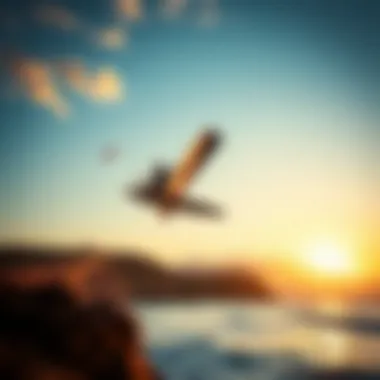 Scenic Wing Surfing Destination A picturesque location ideal for wing surfing during sunset
