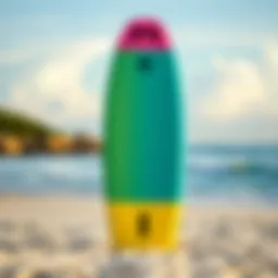 A vibrant Fanatic Board set against a stunning beach backdrop, showcasing its design
