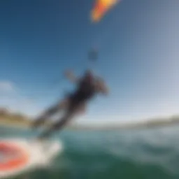 Kiteboarding action using GoPro kite line mount