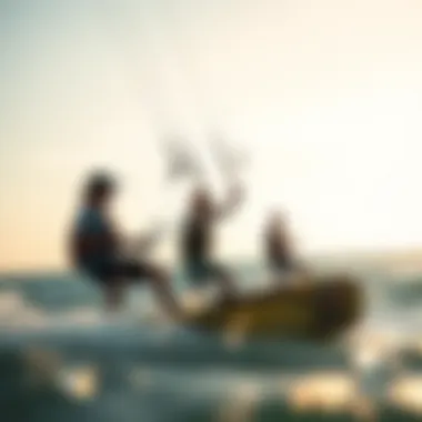 Safety Protocols for Kiteboarding Safety protocols being demonstrated while using four-line kites, ensuring a secure kiteboarding experience.