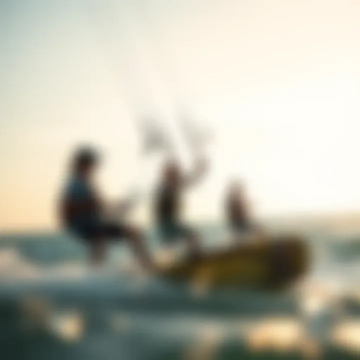 Safety Protocols for Kiteboarding Safety protocols being demonstrated while using four-line kites, ensuring a secure kiteboarding experience.