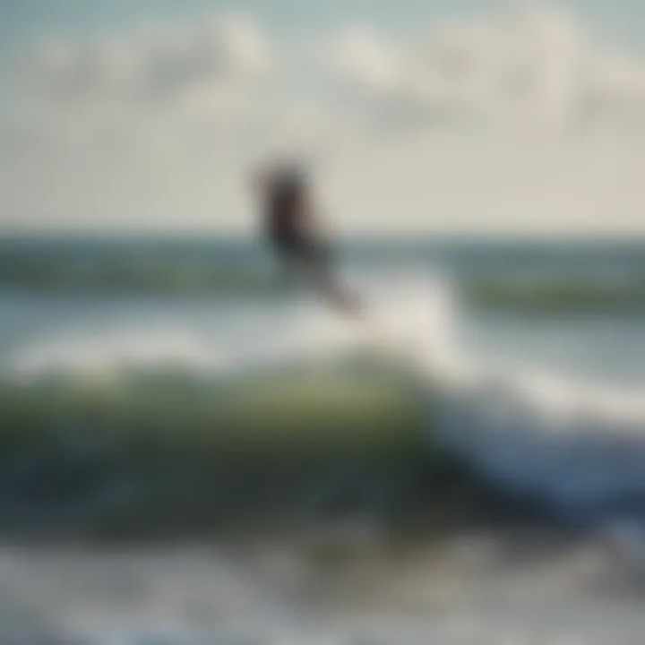 Kiteboarders enjoying the waves near Lake Worth Pier, capturing the excitement of the sport.