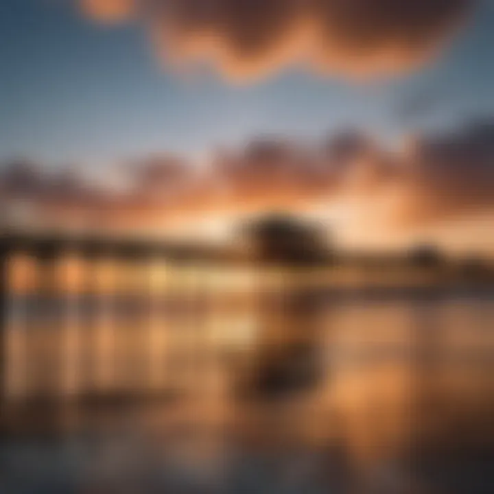 The picturesque view of Lake Worth Pier at sunset, showcasing its silhouette against a vibrant sky.