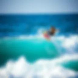 A dynamic wing surf board gliding over waves