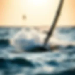 A sleek windfoil cutting through waves