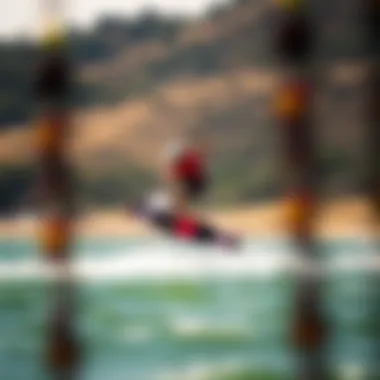 Kiteboard Trick Performance A rider demonstrating a trick on a twin tip kiteboard
