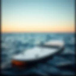 A sleek wake foil board resting on the water's surface