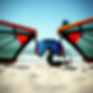 Performance Gear for Wing Surfing Close-up of high-performance wing surfing gear on the beach