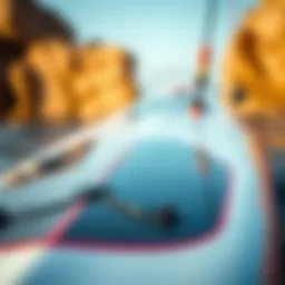 A close-up view of a non-electric hydrofoil board showcasing its sleek design and innovative features.