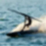 Dynamic wing foil action on water