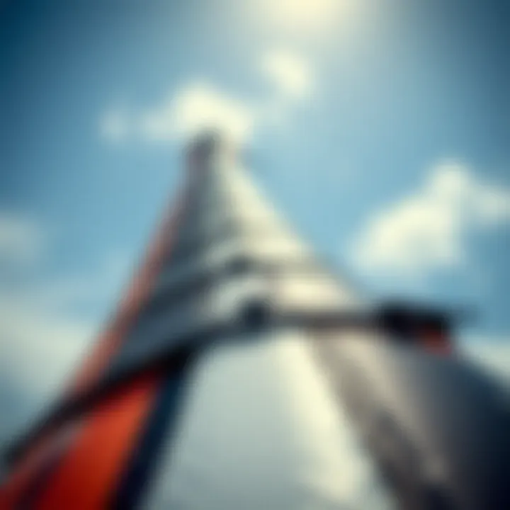 Detailed view of wing construction materials and features