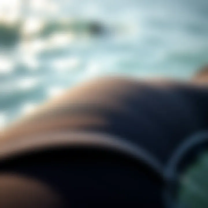 Close-up of wetsuit material showcasing flexibility and durability