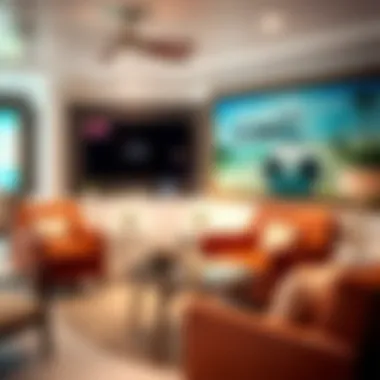 Interior of a cozy airport lounge at Cat Cay