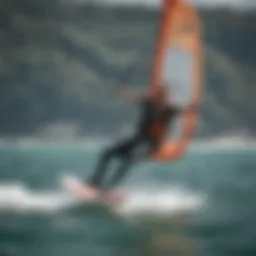 Kiteboarder wearing a floating vest in action