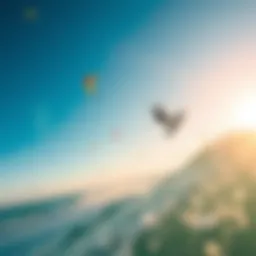 A vibrant view of the Gulf Breeze shoreline during kiteboarding season