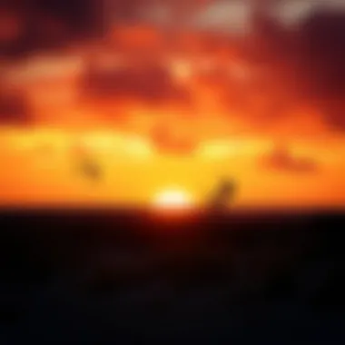 Sunset at Gulf Breeze: A Kiteboarder's Paradise A dramatic sunset illuminating the Gulf Breeze landscape, perfect for kiteboarding
