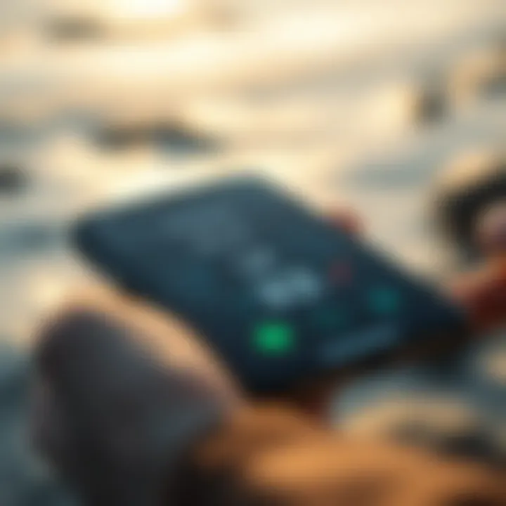 Close-up of an iPhone displaying wind speed readings