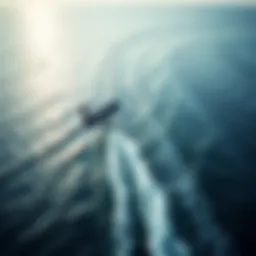 Stunning aerial view of a hydrofoil kitesurfer gliding above water
