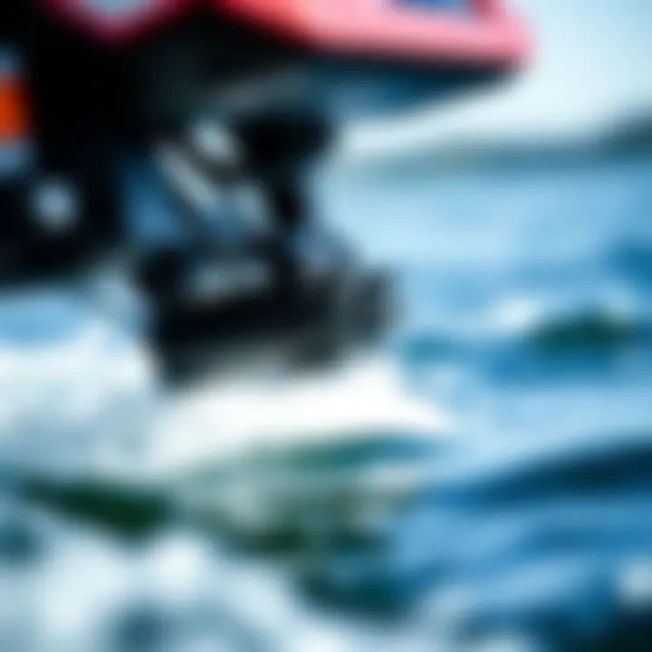 Close-up view of the hydrofoil mechanism showcasing its technology