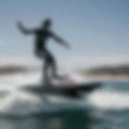 Dynamic jetfoil surfboard in action on waves
