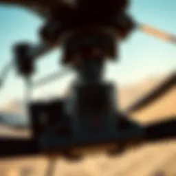 A close-up view of a kite camera rig capturing aerial shots