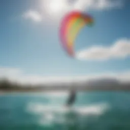 A vibrant kite soaring above the clear blue waters of Honolulu.