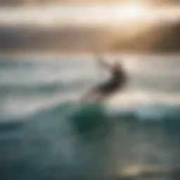 Kite surfer soaring over the waves in Maui