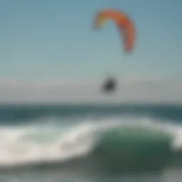 Kite surfers riding the waves at Long Beach